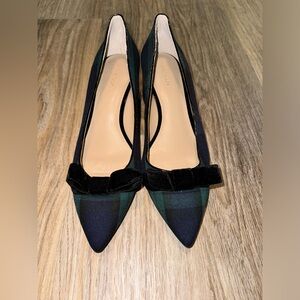 ANN TAYLOR - Polly Plaid Bow Block Heel Pumps